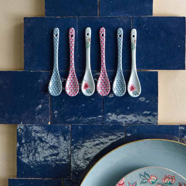 Pip Studio Oriental Flower Festival Set of 6 Teaspoons - Blue